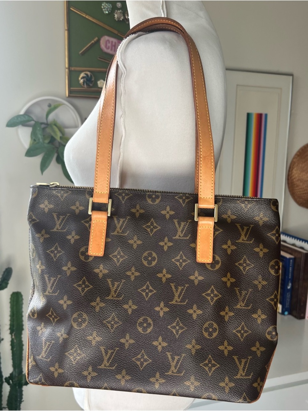 Louis Vuitton Cabas Piano Shoulder Bag 2002 Vintage Monogram Coated Canvas